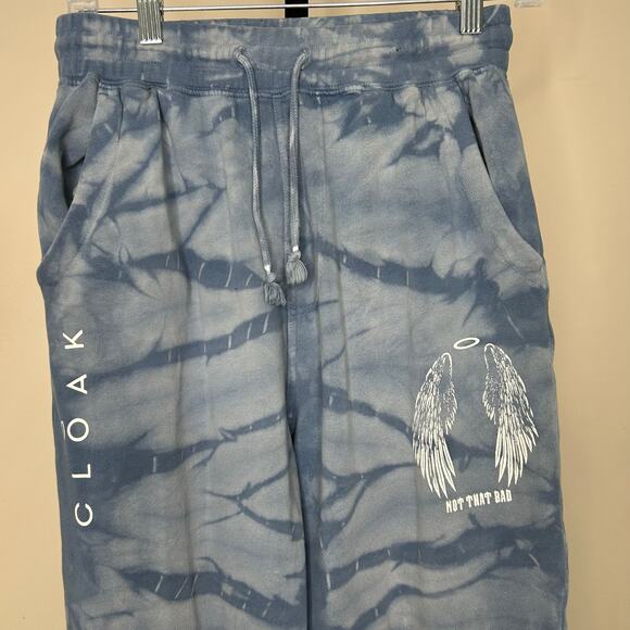 CLOAK brand official sweatpants-Medium-blue tie-dye unisex zip pocket drawstring - Picture 1 of 7